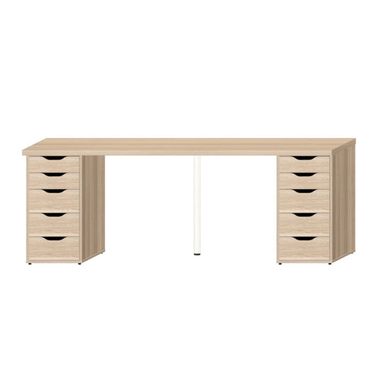 LAGKAPTEN / ALEX Desk, white oak stained/white200x60 cm