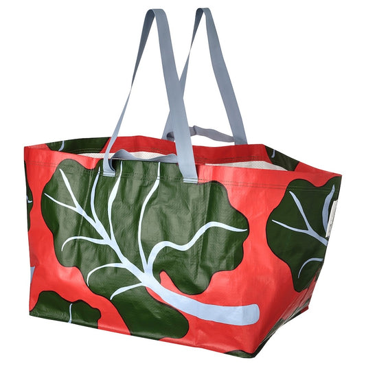 BASTUA Carrier bag, large, leaf pattern orange/green, 55x37x35 cm/71 l