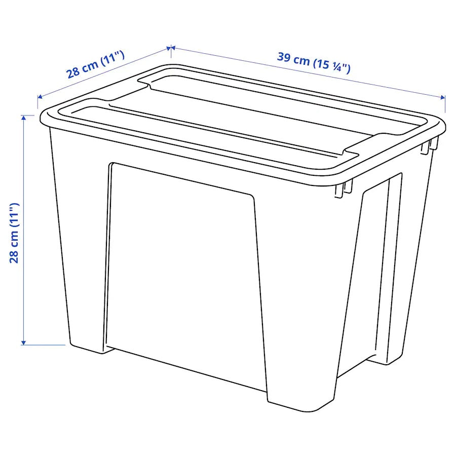 SAMLA Box with lid, transparent39x28x28 cm/22 l