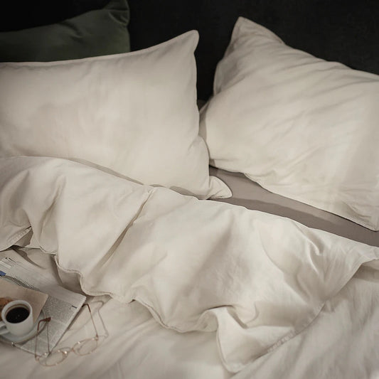 ÄNGSLILJA Duvet cover and pillowcase, light grey-beige150x200/50x80 cm