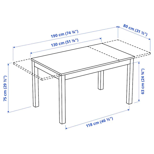 [pre-order] LANEBERG / STEFAN Table and 4 chairs, brown/brown-black, 130/190x80 cm