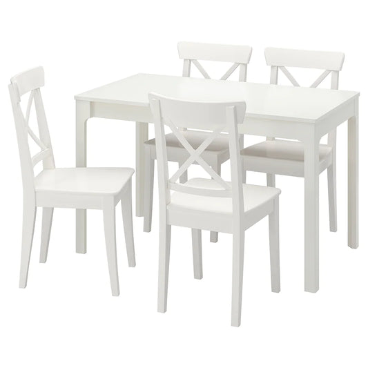 [pre-order] EKEDALEN / INGOLF Table and 4 chairs, white/white, 80/120 cm