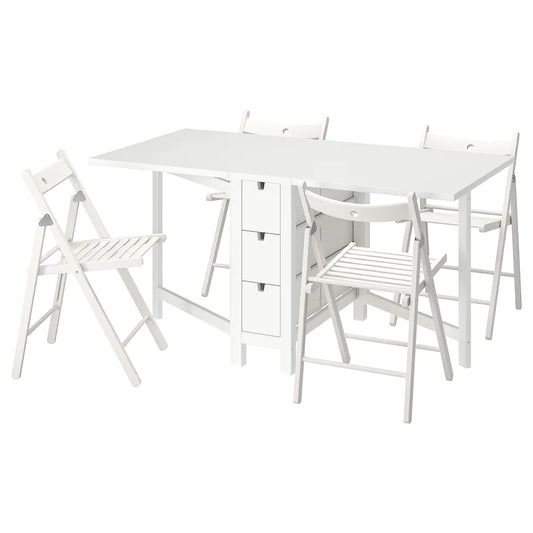[pre-order] NORDEN / TERJE Table and 4 chairs, foldable white/white, 26/89/152 cm
