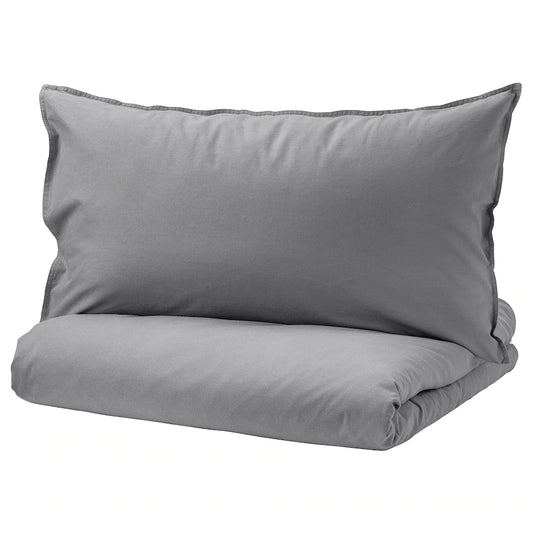 ÄNGSLILJA Duvet cover and 2 pillowcases, grey240x220/50x80 cm