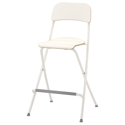 [pre-order] FRANKLIN Bar stool with backrest, foldable, white, 63 cm