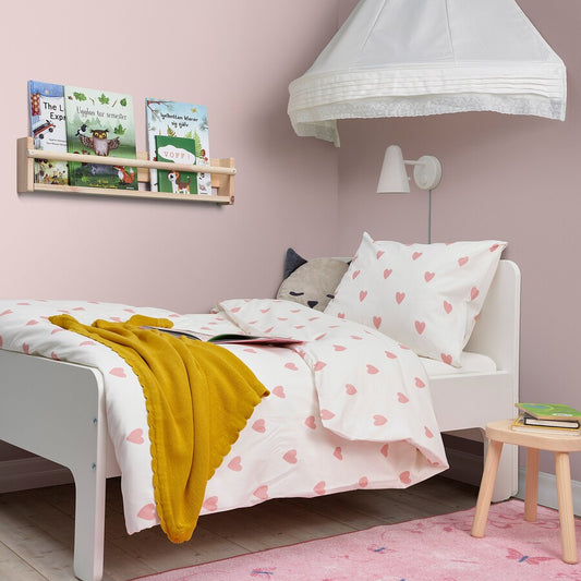 BARNDRÖM Duvet cover and pillowcase, heart pattern white/pink, 150x200/50x80 cm