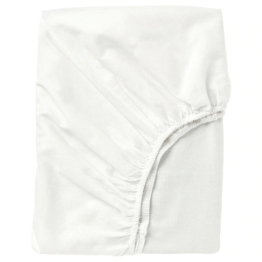 SÖMNTUTA Fitted sheet, white, 450TC, 180x200 cm