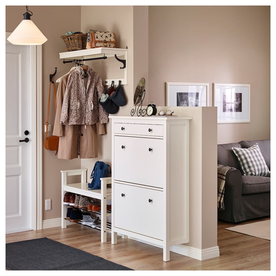 [pre-order] IKEA HEMNES Shoe cabinet with 2 compartments, white, 89x30x127 cm
