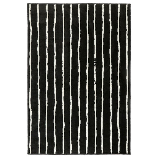 GÖRLÖSE Rug, low pile, black/white133x195 cm