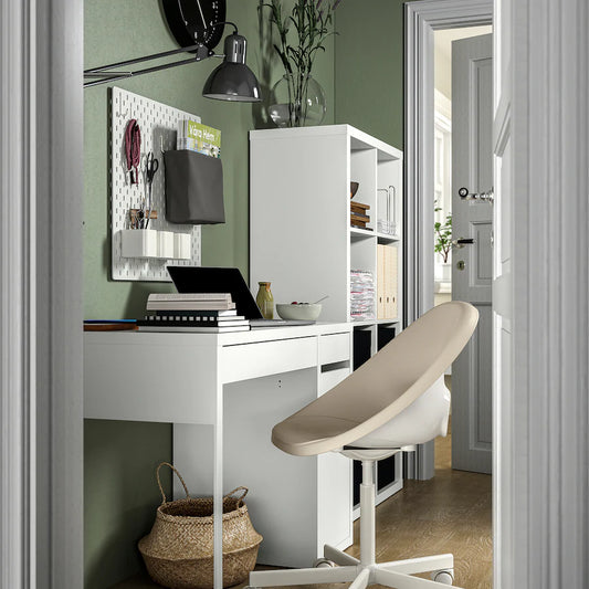 IKEA ELDBERGET / MALSKÄR Swivel chair, beige/white