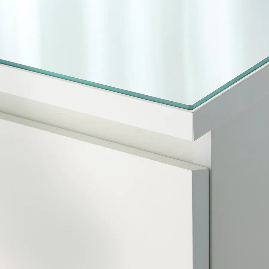 MALM Glass top, white160x48 cm