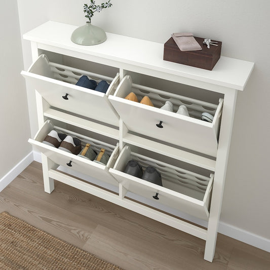 [pre-order] IKEA HEMNES Shoe cabinet with 4 compartments, white, 107x22x101 cm