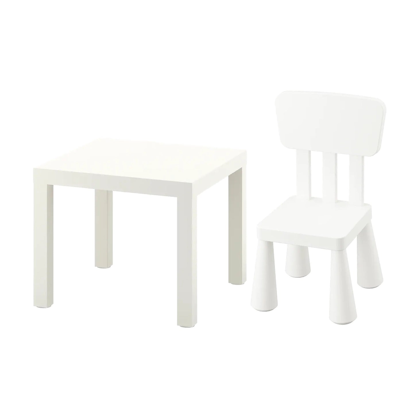LACK/MAMMUT Side table, white55x55 cm & Children's chair, in/outdoor/white