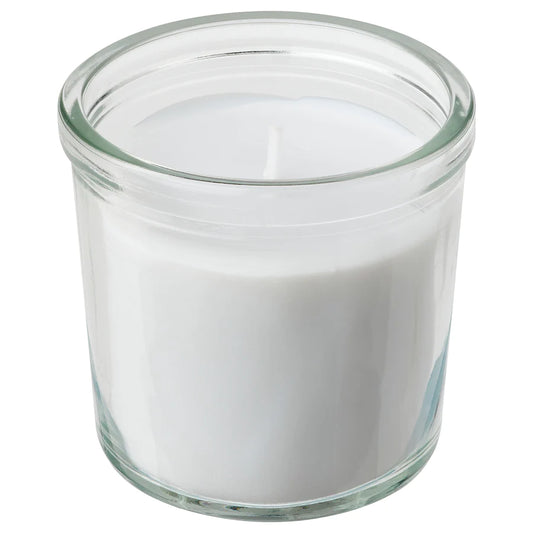 ADLAD Scented candle in glass, Scandinavian Woods/white, 40 hr