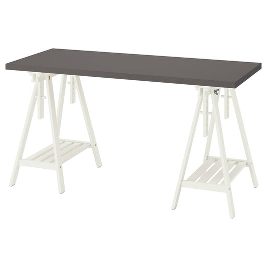LAGKAPTEN / MITTBACK Desk, dark grey/white, 140x60 cm