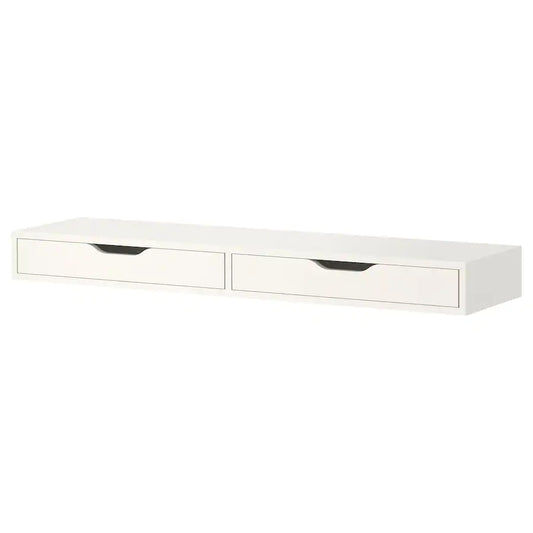 EKBY ALEX Shelf with drawers, white, 119x29 cm