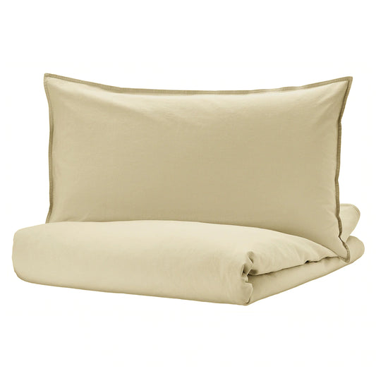 ÄNGSLILJA Duvet cover and 2 pillowcases, light beige-green200x200/50x80 cm