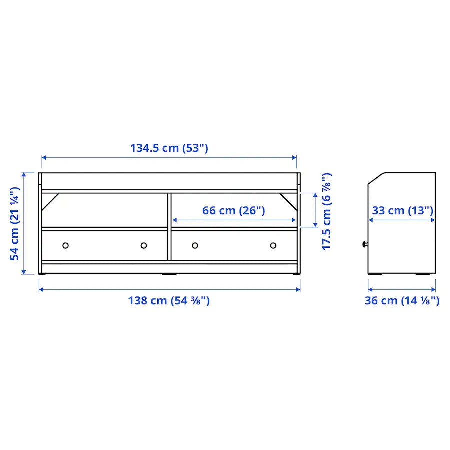 HAUGA TV bench, white, 138x36x54 cm