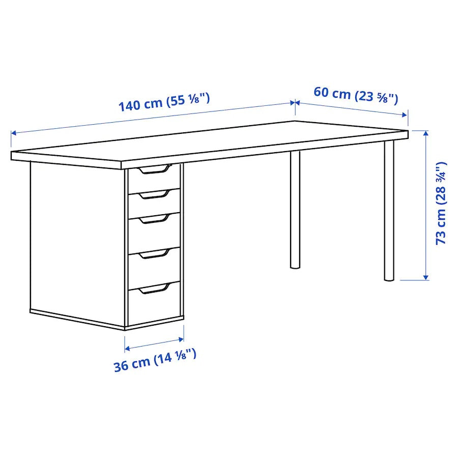 LAGKAPTEN / ALEX Desk, white140x60 cm