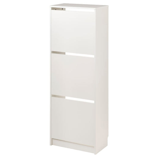[pre-order] IKEA BISSA Shoe cabinet with 3 compartments, white, 49x28x135 cm