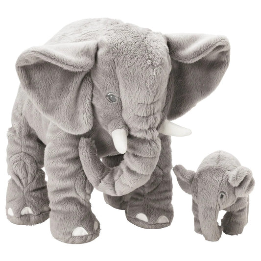 LEDDJUR Soft toy, set of 2, elephant/grey