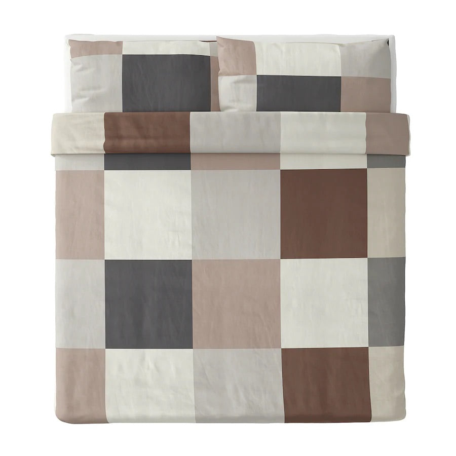BRUNKRISSLA Duvet cover and 2 pillowcases, brown200x200/50x80 cm