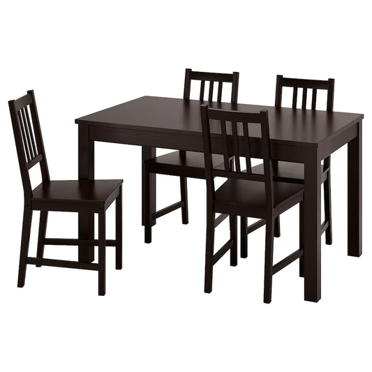 [pre-order] LANEBERG / STEFAN Table and 4 chairs, brown/brown-black, 130/190x80 cm