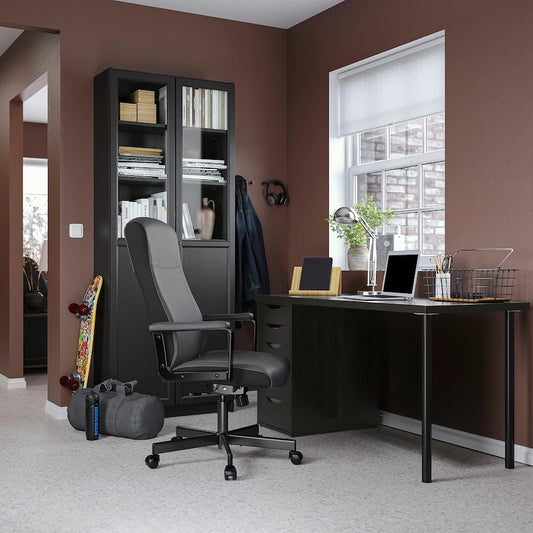 LAGKAPTEN / ALEX Desk, black-brown140x60 cm