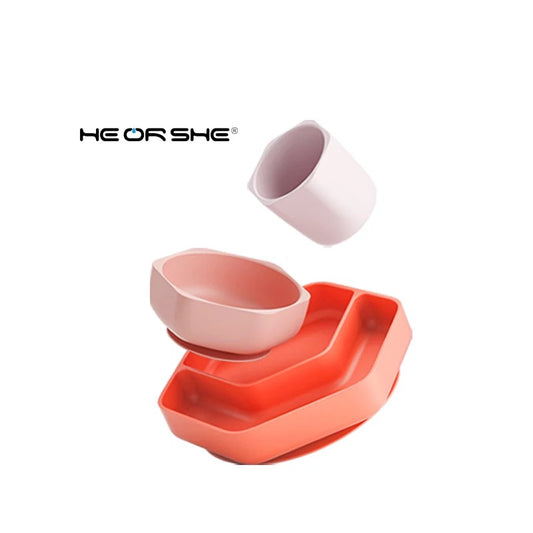 HE OR SHE Silicone Toddler Feeding Set