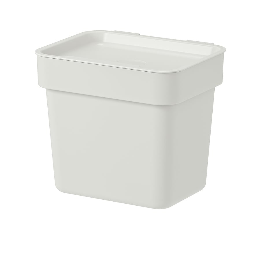 HÅLLBAR Bin with lid, light grey, 3 l