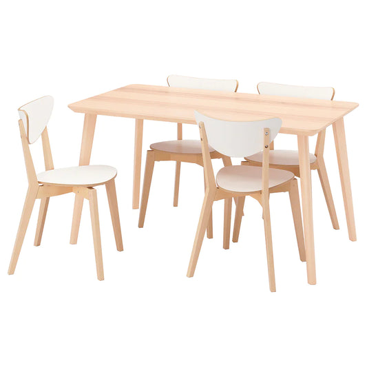 [pre-order] LISABO / NORDMYRA Table and 4 chairs, white/white birch, 140x78 cm