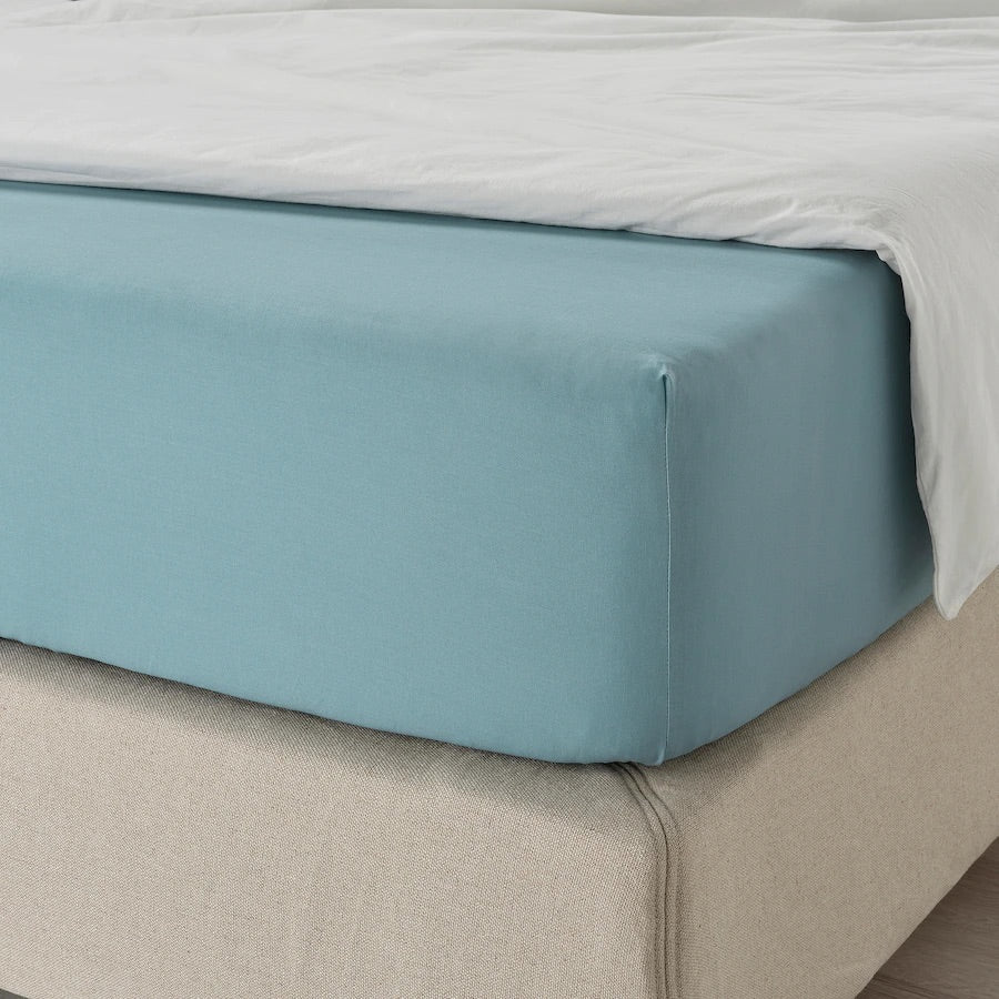 DVALA Fitted sheet, light blue180x200 cm