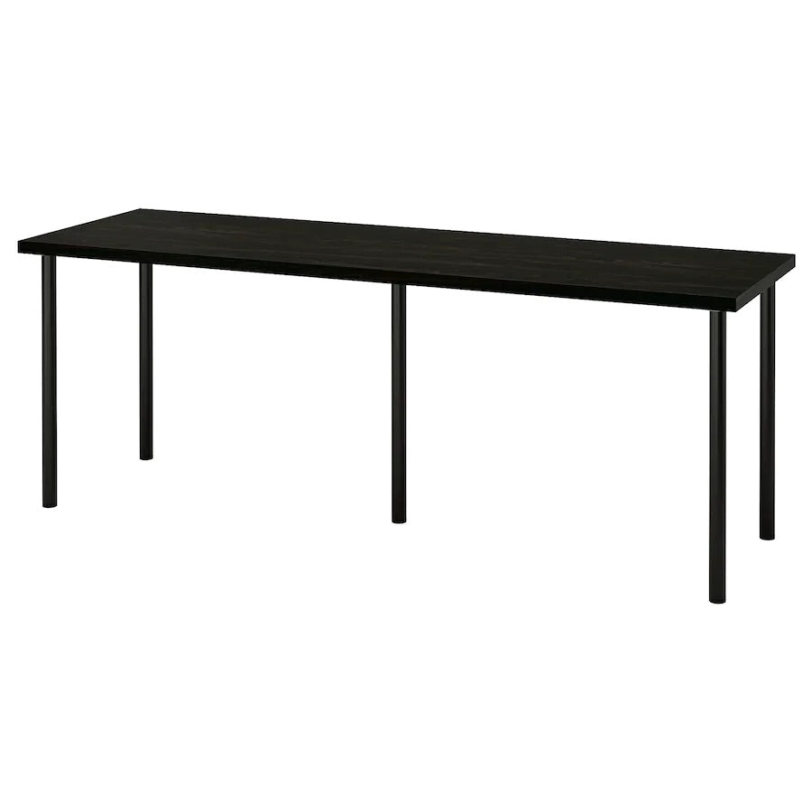 LAGKAPTEN / ADILS Desk, black-brown/black200x60 cm