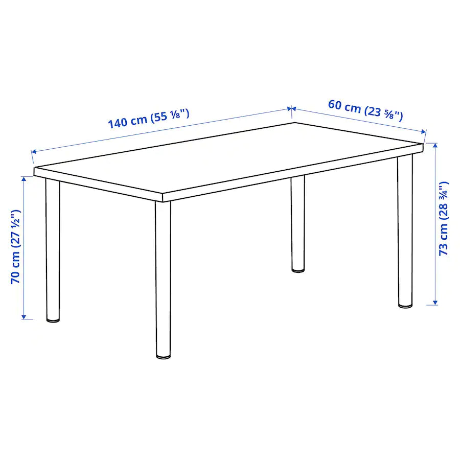 LAGKAPTEN / ADILS Desk, white stained oak effect/white, 140x60 cm