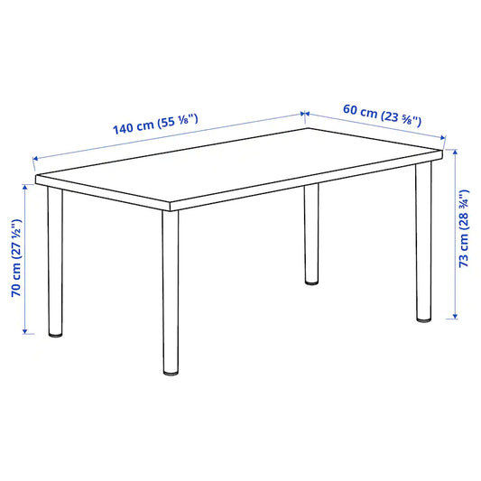 LAGKAPTEN / ADILS Desk, white stained oak effect/white, 140x60 cm