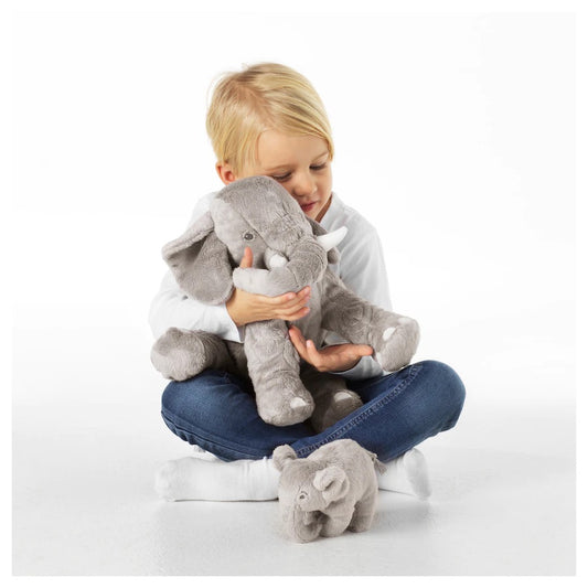 LEDDJUR Soft toy, set of 2, elephant/grey