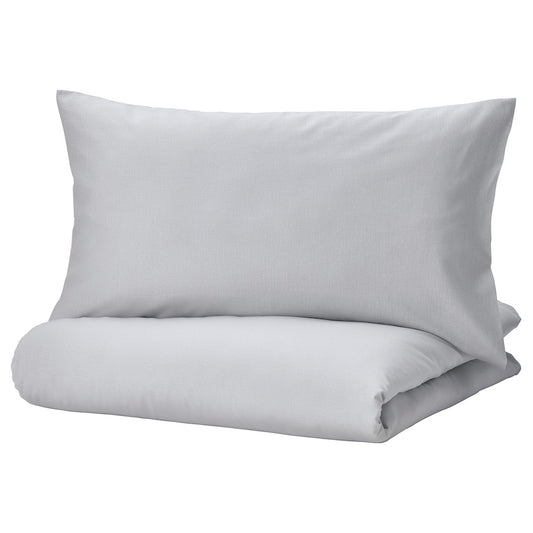 NATTSVÄRMARE Duvet cover and 2 pillowcases, light grey, 200x200/50x80 cm