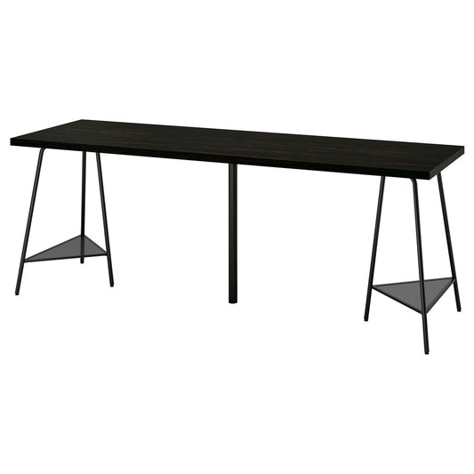 LAGKAPTEN / TILLSLAG Desk, black-brown/black, 200x60 cm