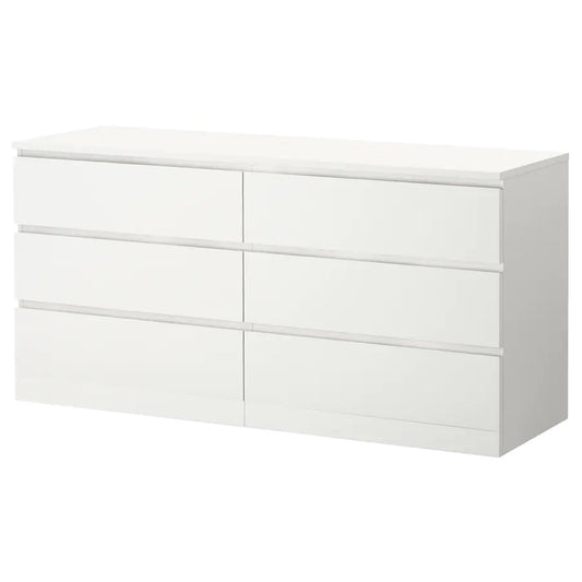 MALM Chest of 6 drawers, white160x78 cm