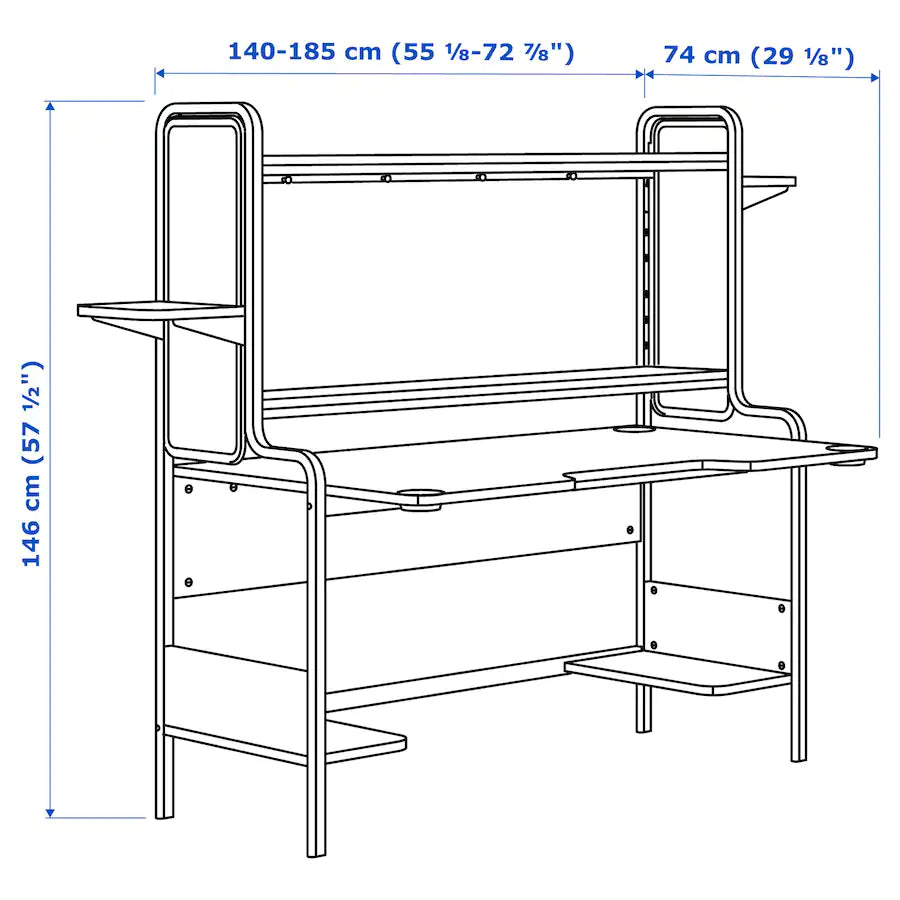 [pre-order] IKEA FREDDE Gaming desk, black, 140/185x74x146 cm