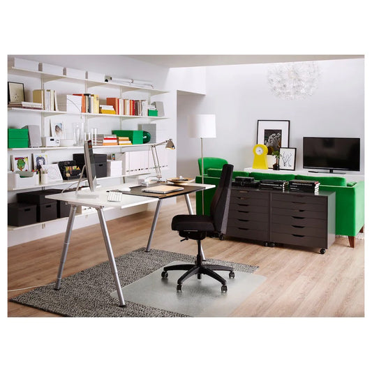 THYGE Desk, white/silver-colour, adjustable, 120x60 cm