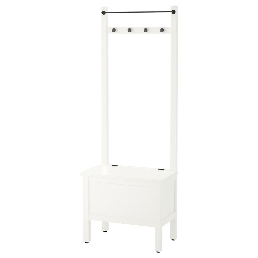 [pre-order] IKEA HEMNES Storage bench w towel rail/4 hooks, white, 64x37x173 cm