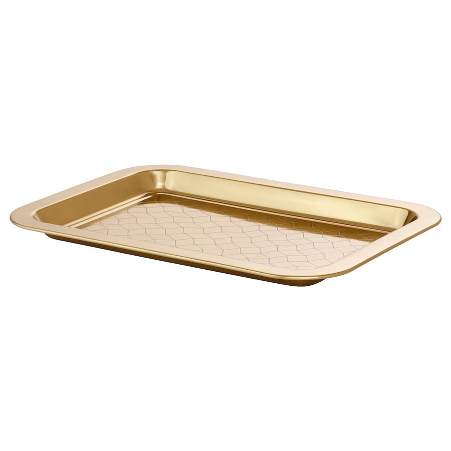 GOKVÄLLÅ Serving tray, metal gold-colour, 46x34 cm