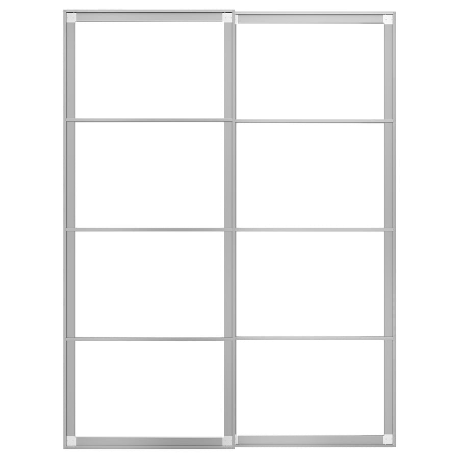 PAX Pair of sliding door frames w rail, aluminium, 150x201 cm