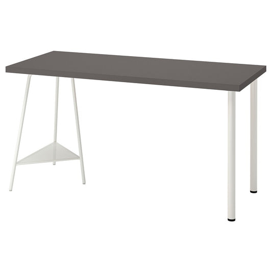 LAGKAPTEN / TILLSLAG Desk, dark grey/white, 140x60 cm
