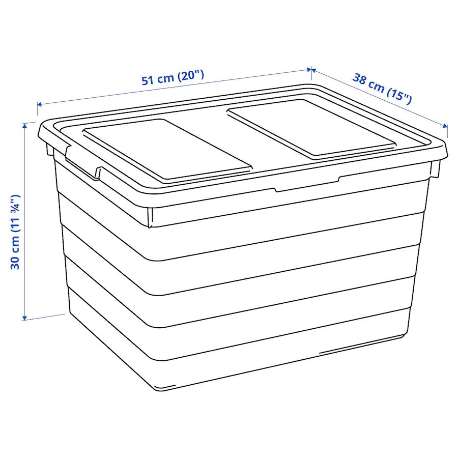 SOCKERBIT Storage box with lid, light blue38x51x30 cm