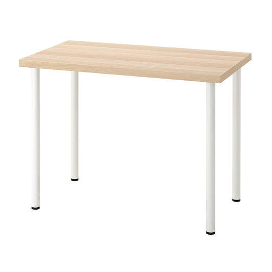LINNMON / ADILS Desk, white stained oak effect/white, 100x60 cm