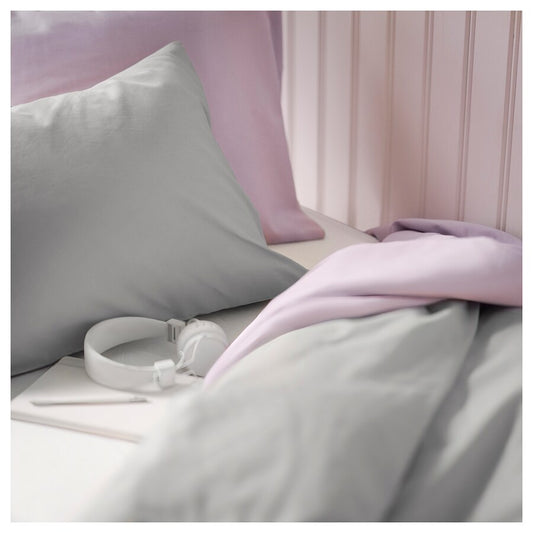 NATTSVÄRMARE Duvet cover and 2 pillowcases, light grey, 200x200/50x80 cm