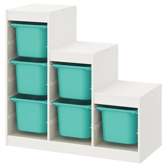 TROFAST Storage combination, white/turquoise 99x44x95 cm