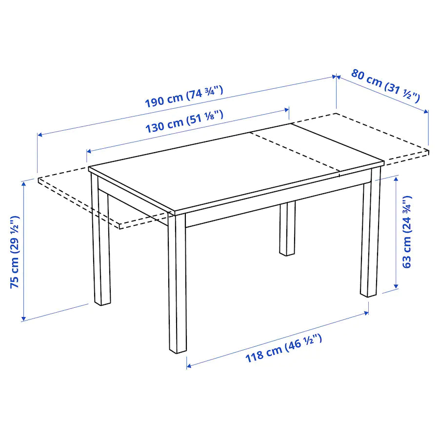 [pre-order] LANEBERG / NORDVIKEN Table and 4 chairs, white/white, 130/190x80 cm